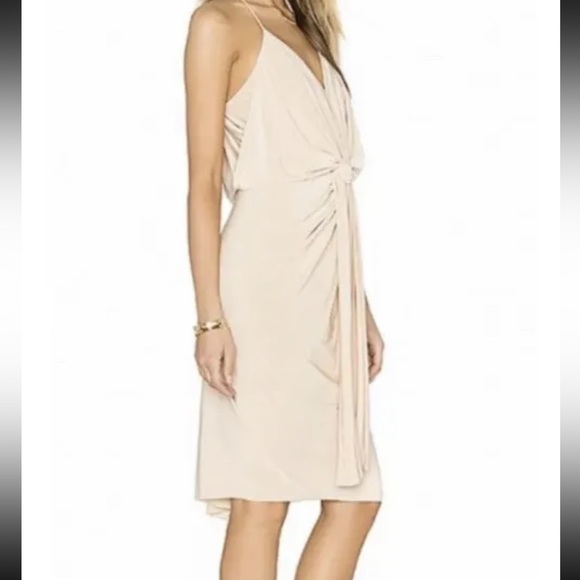 Misa LA Goddess Dress Beige size Small Jersey Liquid Knit Holiday Party - Picture 3 of 12